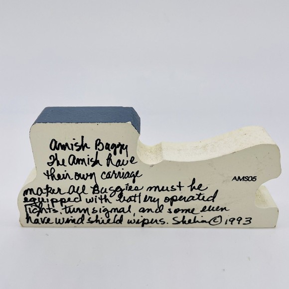Shelia’s Collectibles Wood Amish Buggy Blue Cream Black Signed 1993 - Picture 2 of 6
